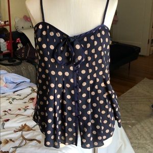 {ark & co} Polka Dot Pleated Navy Blue Cami